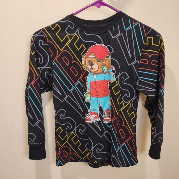 Baleyapparel Take That ! Hustle Vibes Tedy Black long Sleeves Kids Tshirt size 7 - Picture 1 of 10